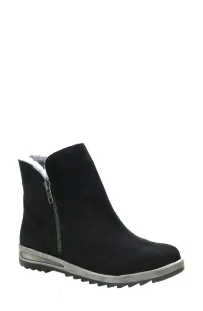 David Tate Bliz Water Resistant Faux Shearling Bootie In Black Suede