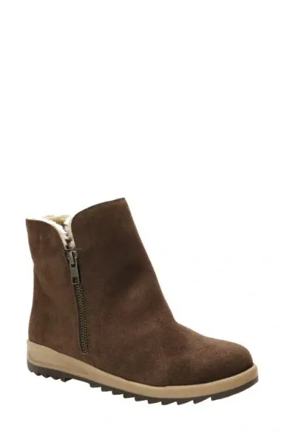 David Tate Bliz Water Resistant Faux Shearling Bootie In Brown Suede