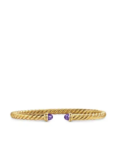 David Yurman 18kt Yellow Gold Cablespira Amethyst Cuff