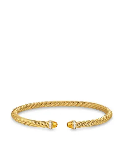 David Yurman 18kt Yellow Gold Cablespira Citrine And Diamonds Bracelet