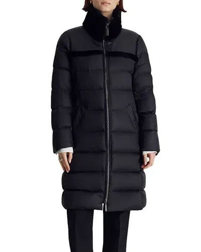 Dawn Levy Milan Down Coat With Shearling Trim In Black