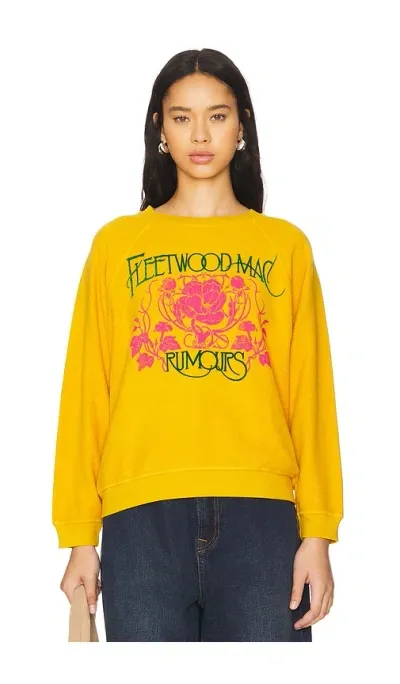 Daydreamer Fleetwood Mac Floral Reverse Sweatshirt In Yellow