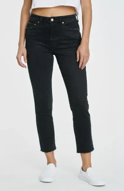 Daze Daily Driver High Waist Raw Hem Crop Straight Leg Jeans In Inked