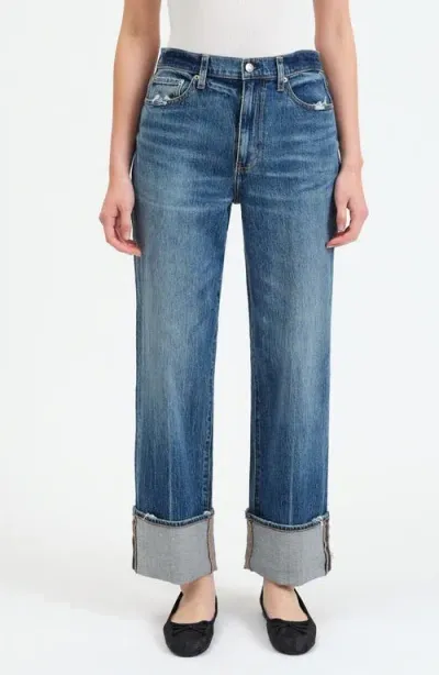 Daze Eastside High Waist Cuff Crop Straight Leg Jeans In Rush Hour