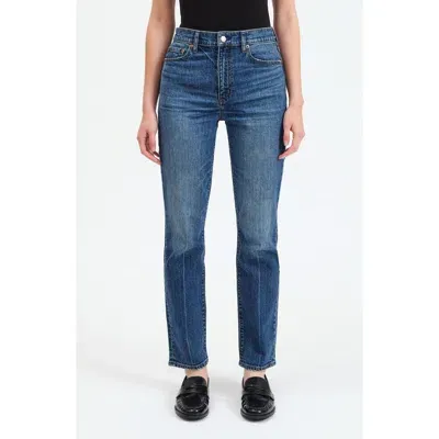 Daze Smarty Pants High Waist Ankle Slim Straight Leg Jeans In Devoted