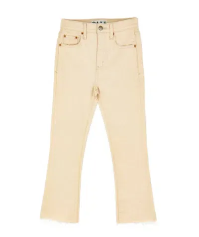 Daze Shy Girl Distressed Crop Flare Jeans In Beige