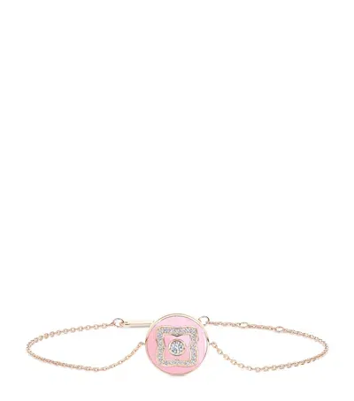 De Beers Rose Gold, Diamond And Enamel Enchanted Lotus Bracelet In Pink