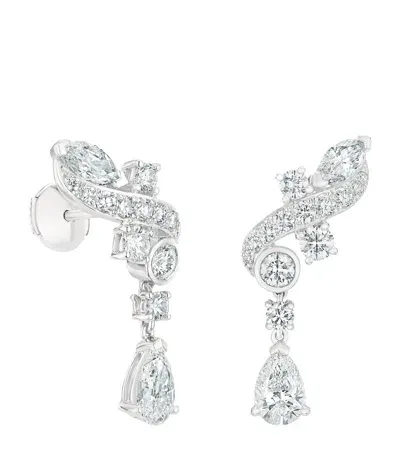 De Beers White Gold And Diamond Adonis Rose Earrings In Metallic