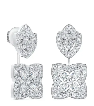 De Beers White Gold And Diamond Enchanted Lotus Drop Earrings In Metallic