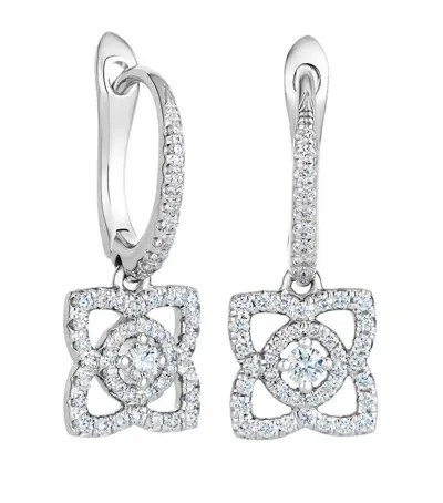 De Beers White Gold Enchanted Lotus Sleeper Earrings In Metallic