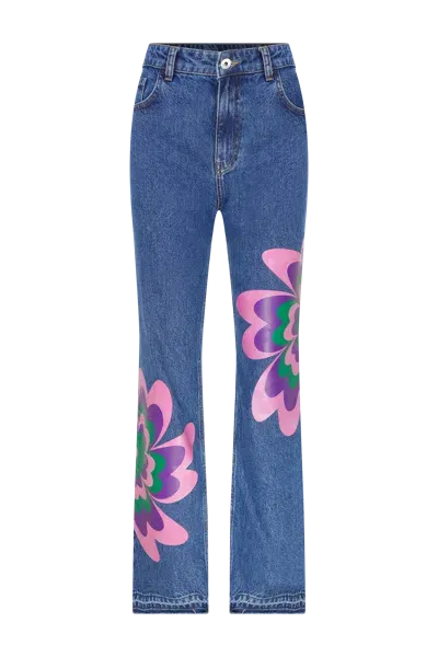 Declara Botanical Bliss Jeans In Blue