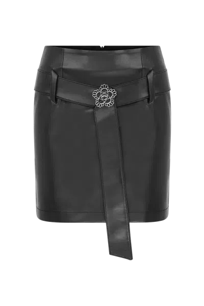 Declara Romance In Leather Mini Skirt In Black