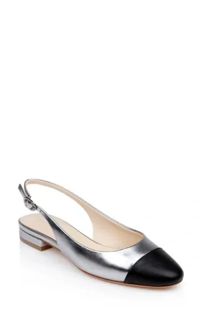 Dee Ocleppo Mumbai Slingback Cap Toe Flat In Silver/black