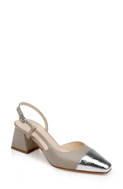 Dee Ocleppo Naples Cap Toe Slingback Pump In Beige/silver