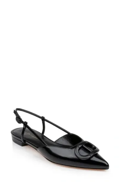 Dee Ocleppo Rome Pointed Toe Slingback Sandal In Black Leather