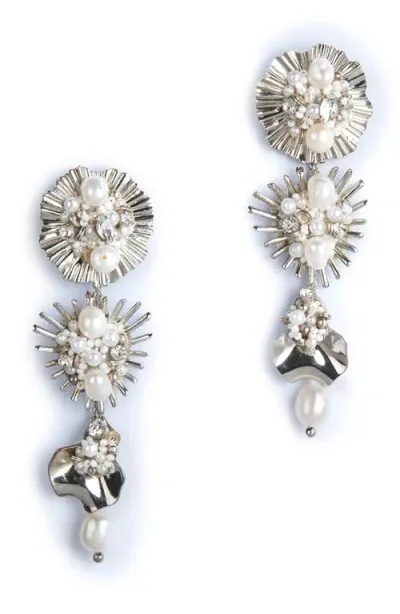 Deepa Gurnani Carissa Drop Earrings In Silver