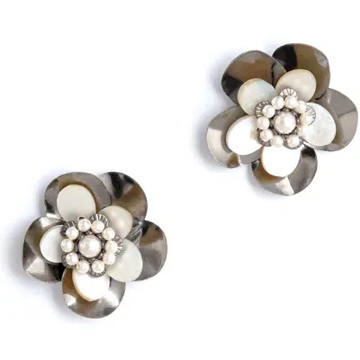 Deepa Gurnani Carrie Flower Drop Earrings In Metallic