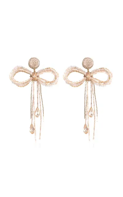 Deepa Gurnani Coquette Beaded Earrings In Nude