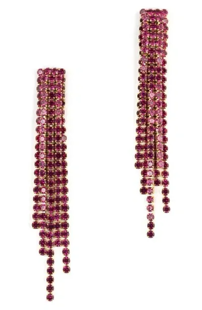 Deepa Gurnani Elisa Crystal Linear Drop Earrings In Fuchsia