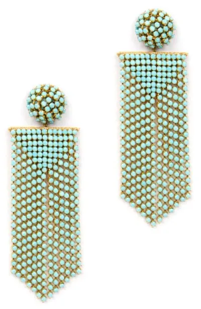 Deepa Gurnani Fanning Drop Earrings In Turquoise