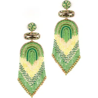 Deepa Gurnani Ishani Beaded Drop Earrings In Green