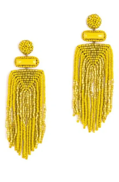 Deepa Gurnani Jody Fringe Drop Earrings In Chartreuse