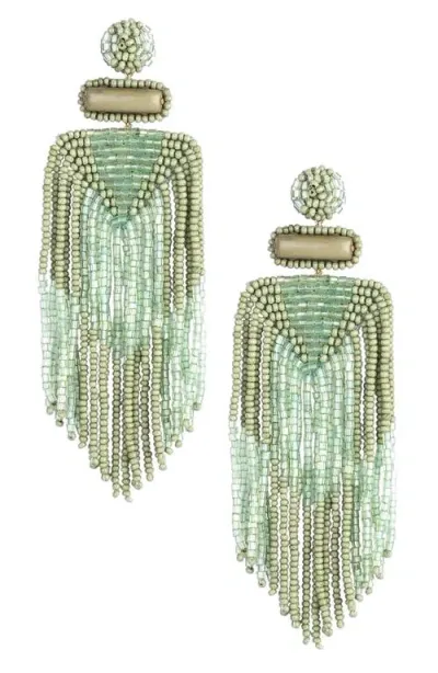 Deepa Gurnani Jody Fringe Drop Earrings In Olive