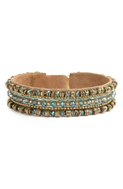 Deepa Gurnani Milani Cuff Bracelet In Teal