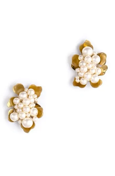 Deepa Gurnani Nea Imitation Pearl Drop Earrings In Gold