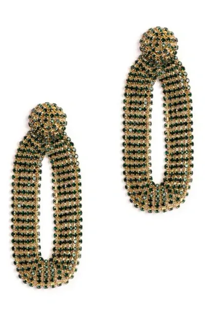 Deepa Gurnani Shyna Crystal Drop Earrings In Emerald