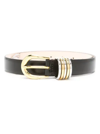 Dehanche Hollyhock Leather Belt In Black