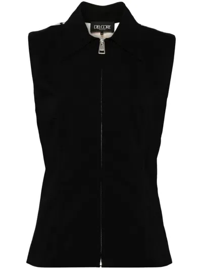 Del Core Classic Collar Vest In Black