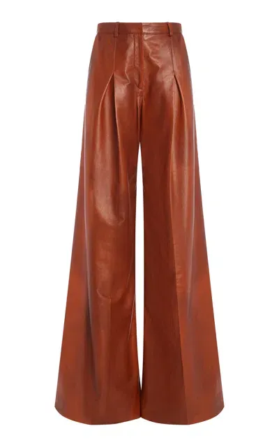 Del Core Leather Wide-leg Pants In Brown