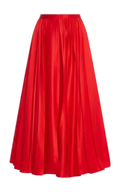 Del Core Pleated Maxi Skirt In Red