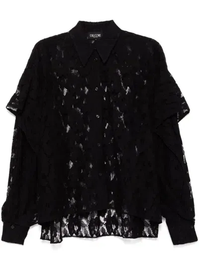 Del Core Winged Lace Shirt In Black