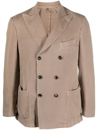 Dell'oglio Double-breasted Wool Suit In Neutrals