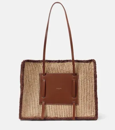 Demellier Neutral The Capria Raffia Tote Bag In Neutrals