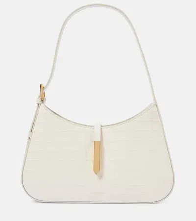 Demellier Tokyo Croc-effect Leather Shoulder Bag In White