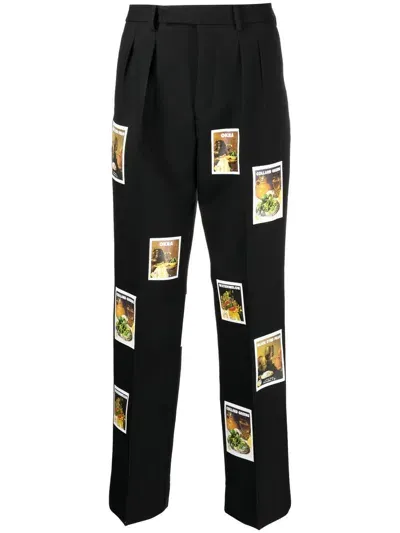 Denim Tears Wool Polaroid Print Trousers In Black