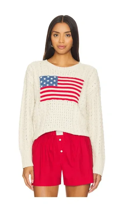 Denimist American Flag Easy Cable Sweater In 오트밀