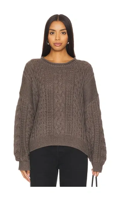 Denimist Aran Sweater In Medium Heather Brown