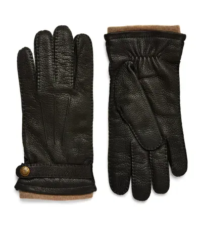 Dents Leather-cashmere Gloves In Black