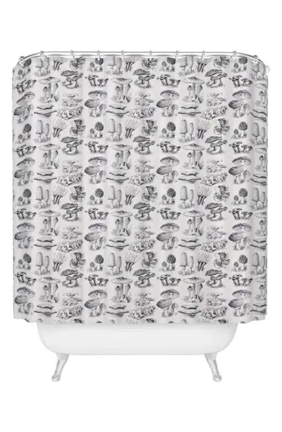 Deny Designs Mushroom Collection Shower Curtain In Black-white