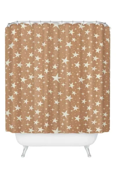 Deny Designs Star Print Shower Curtain In Brown