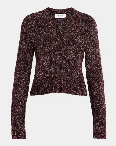 Derek Lam 10 Crosby Kalena Metallic Knit V-neck Cardigan In Raspberry