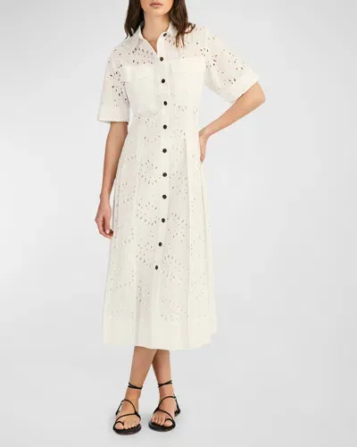 Derek Lam 10 Crosby Lincoln Eyelet Utility Dress In White