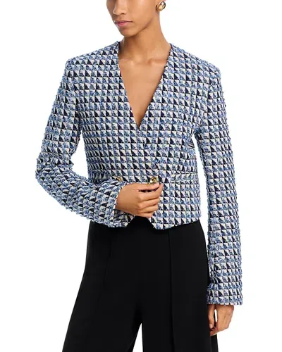 Derek Lam 10 Crosby Marcel Tweed Jacket In Blanc De Blanc/indigo