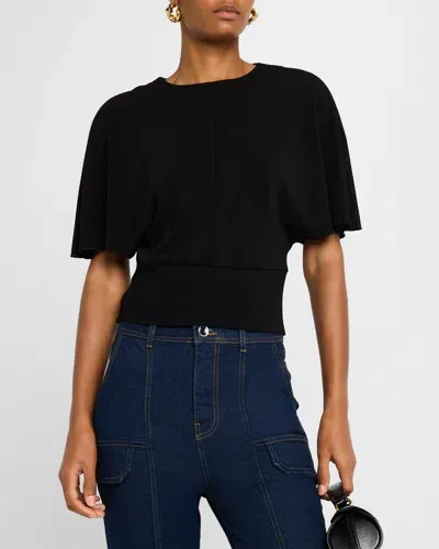 Derek Lam 10 Crosby Marva Flutter-sleeve Knit Top In Black