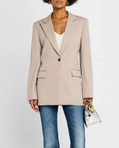 Derek Lam 10 Crosby Nico Single-breasted Longline Blazer In French Grey