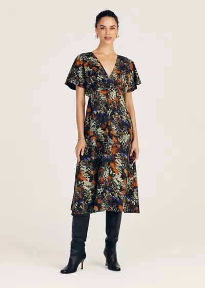 Derek Lam Cecile Flutter Sleeve Midi Dress In Multi